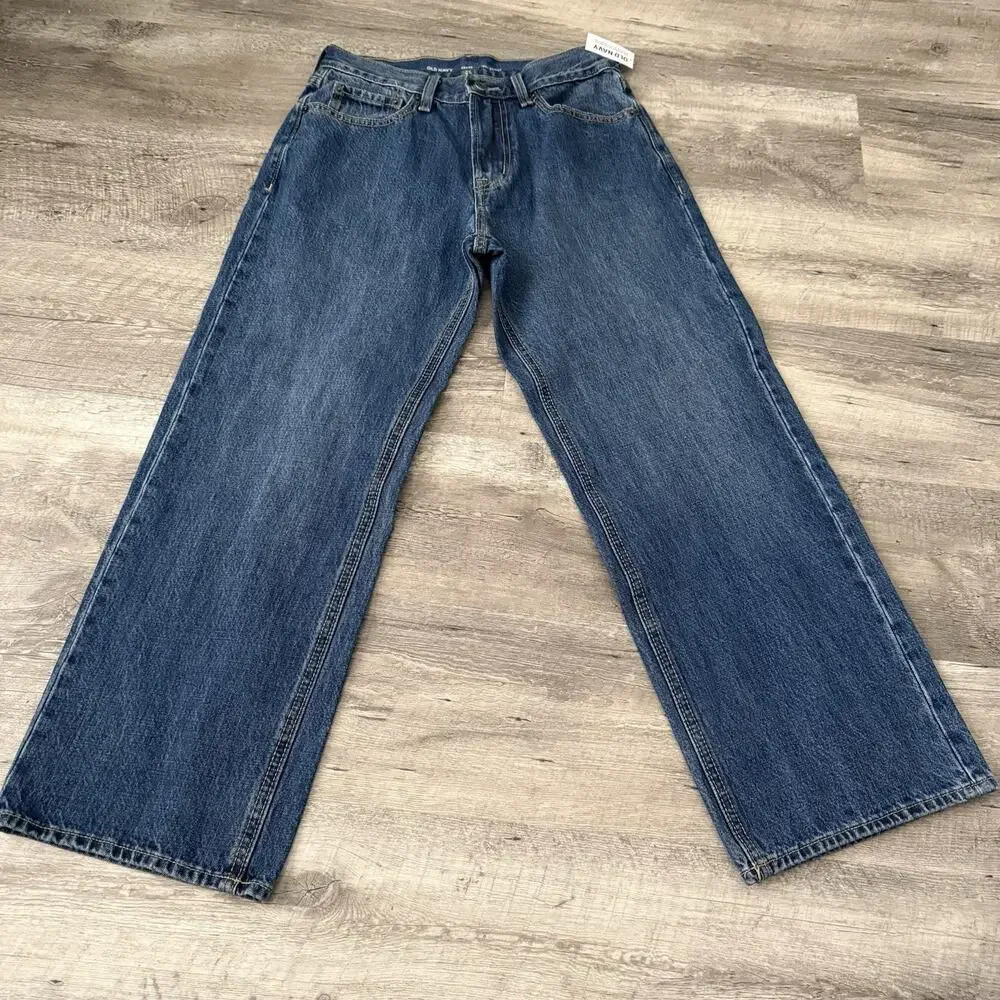 Old Navy 90s Baggy Jeans Mens 29x30 Dark Wash Denim Loose Fit Retro Y2K NEW